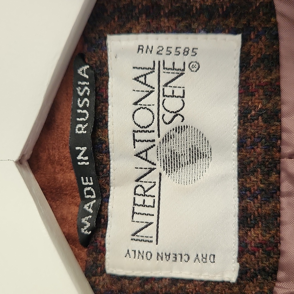 Wool Houndstooth Brown Blazer Jacket - image 5